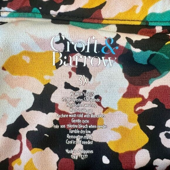 Croft & Barrow Floral Print Women's Blouse, 3/4 sleeves, size 3X - Picture 3 of 4